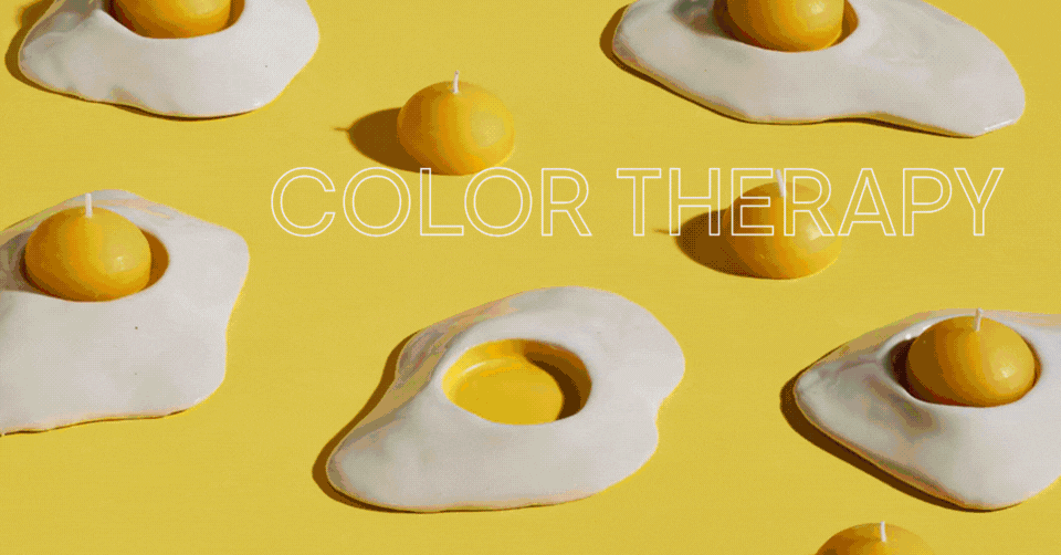 a gif that reads, "COLOR THERAPY" with shifting images of different products