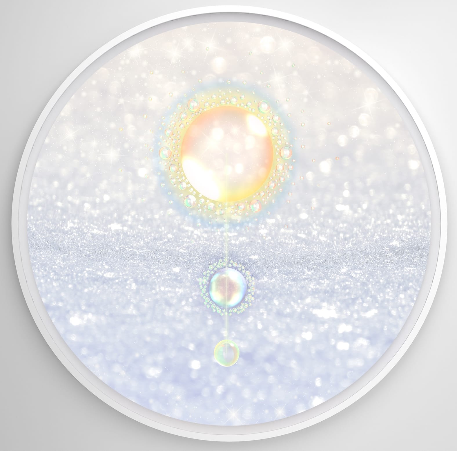 a circular, luminescent, abstract composition in light pastel tones by Mariko Mori